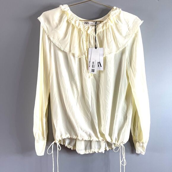 ZARA Limited Edition Flowing Cream Blouse - Picture 8 of 16